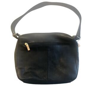 ROYCE New York Black Leather Shoulder Bag, Silver Hardware, NWT!